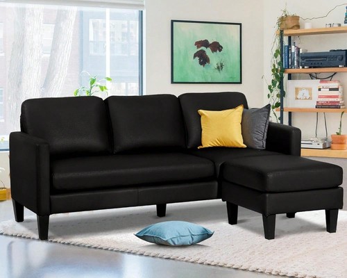 Faux leather sectional - couch, l